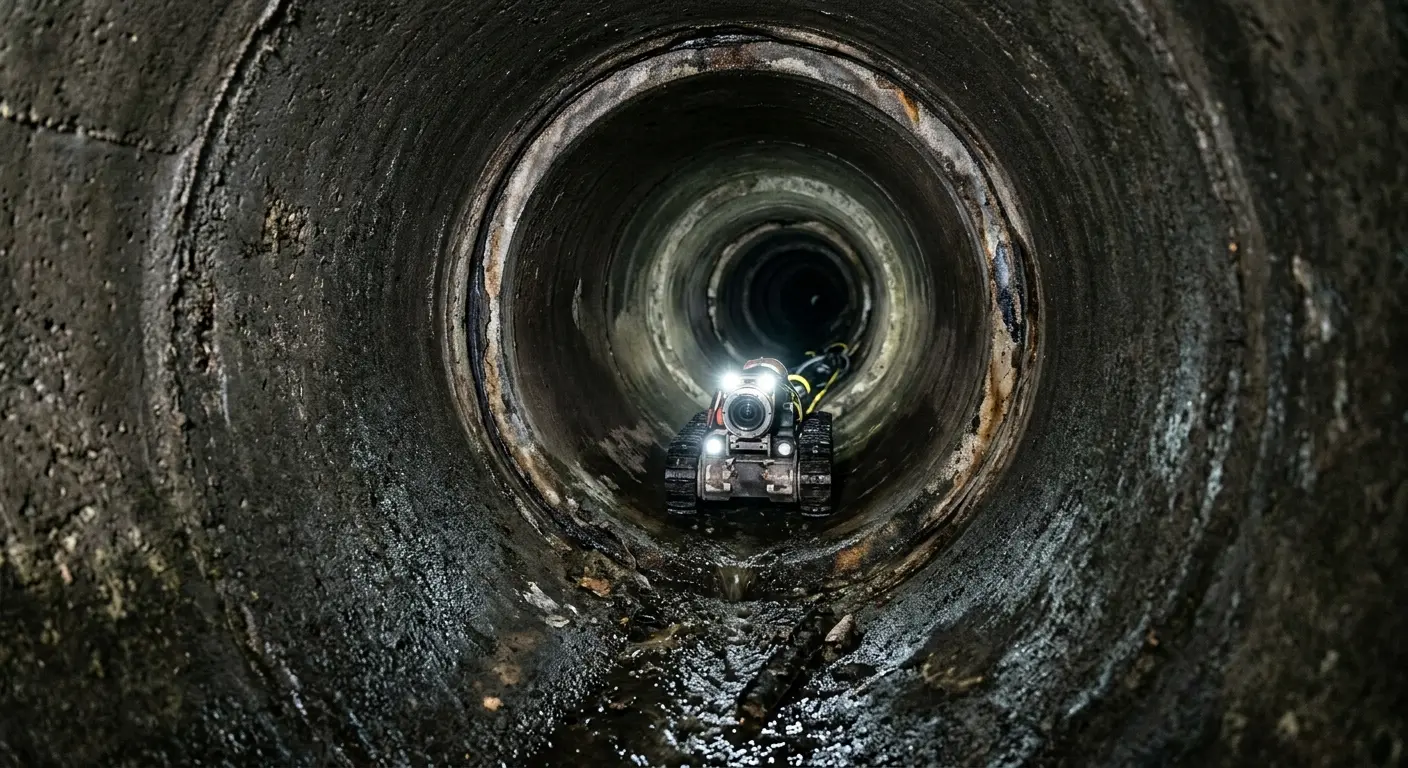 Robotic sewer camera inspecting pipe interior for Sewer Line Repair in Walnut Park