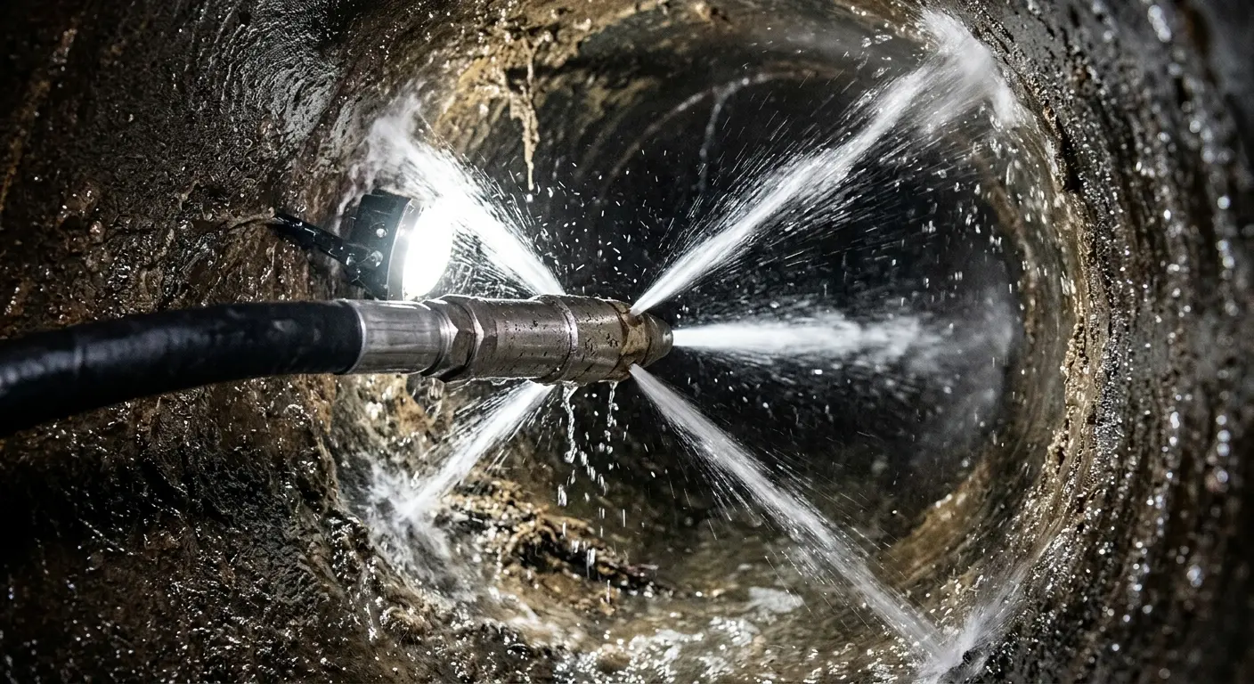 High-pressure hydro jetting nozzle cleaning sewer pipe for Storm Drain Cleaning in Walnut Park